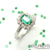emerald ring singsing na may esmeralda at makikinang na diamante sa 18kt puting ginto