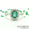 anello con smeraldo anello con smeraldi anello oro bianco 18 kt con diamanti brillanti smeraldi