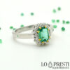 Ring mit Smaragd und Diamanten, natürliche Smaragdringe, echte Diamanten