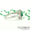 ring with emerald and brilliant diamonds 18kt white gold wedding anniversary gift ring