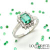 ring with emerald and gold diamonds ring with emeralds and brilliant diamonds ring with real rectangular green emerald