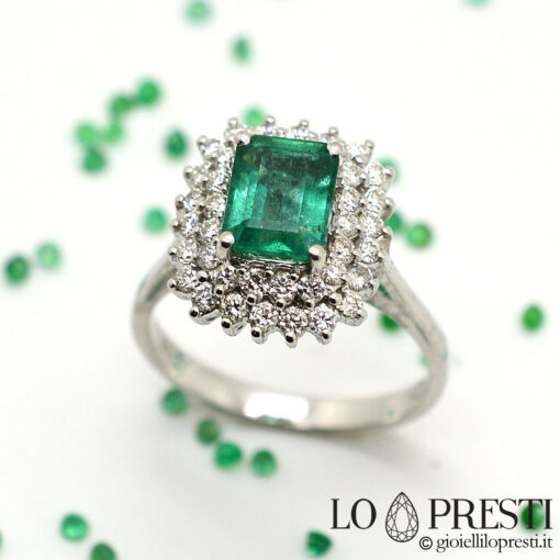 anello con smeraldo e diamanti oro bague artisanale avec émeraude et diamants handcrafted ring with emerald and diamonds