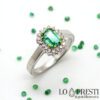 anello con smeraldo e diamanti oro bianco 18kt anello eternity