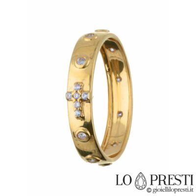 anello fede fedina rosario con zirconi oro giallo 18kt anelli fedi fedine rosario sacre