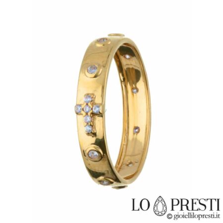 anneau de chapelet avec zircons cubiques anneaux en or jaune 18 carats avec anneaux de chapelet sacré