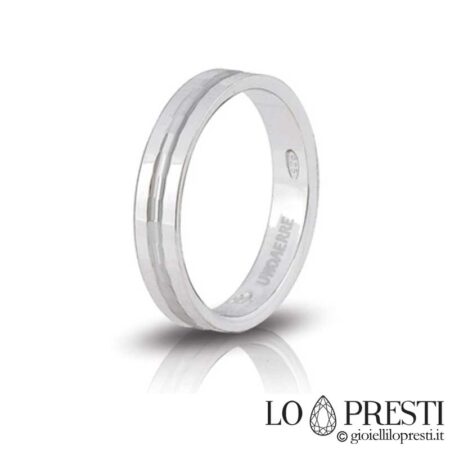 anello fedina ring unoaerre biancospino uomo donna argento 925 piatta incisione centrale fedine fidanzamento unoaerre argento