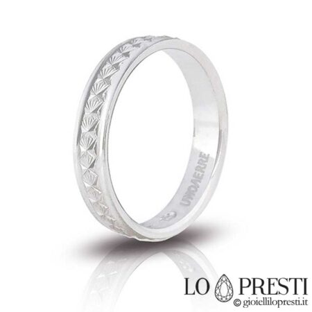 anello fedina ring unoaerre petunia uomo donna argento 925 incisione floreale diamantata fedine fidanzamento unoaerre argento