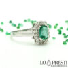 18kt white gold ring with emerald and diamonds engagement ring with emerald precious stones