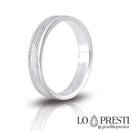 anel de noivado unoaerre para homens e mulheres 925 prata plana brilhante listrado com bordas brilhantes anéis de noivado unoaerre em prata anel de noivado unoaerre em prata