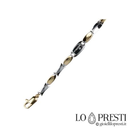 Pulseira de corrente de ouro masculina pulseira de malha de dois tons masculina pulseiras masculinas jóias masculinas