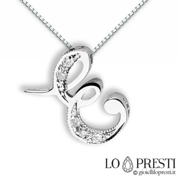 initial letter pendant pendant necklace and white gold brilliant diamonds handcrafted cursive initial pendant