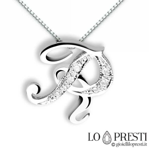 lettre initiale nom r pendentif pendentif collier or blanc avec diamants brillants pendentif initial en or fabriqué à la main