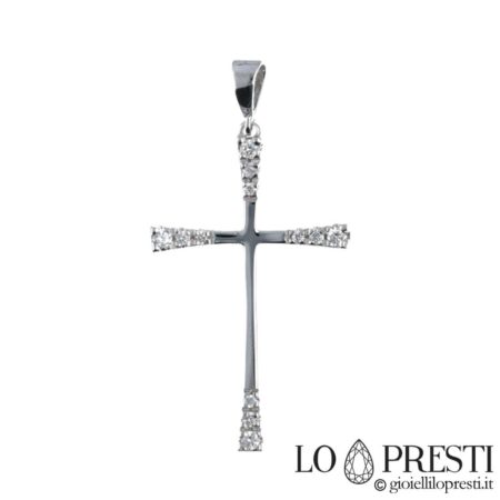 collier croix pendentif en or blanc 18 carats diamants brillants pendentif croix avec diamant or diamants baptême communion cadeau