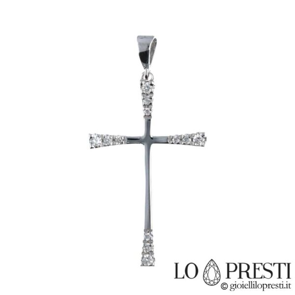 collier croix pendentif en or blanc 18 carats diamants brillants pendentif croix avec diamant or diamants baptême communion cadeau