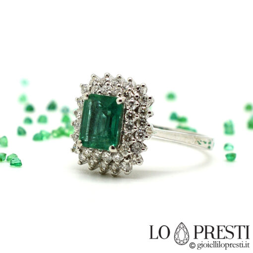 handcrafted ring with natural emerald and diamonds Итальянское кольцо ручной работы с натуральным изумрудом и бриллиантами