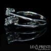 anillo de trilogía con diamantes brillantes anillo de trilogía hecho a mano con vástago al ras con diamantes