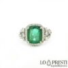 women's rings with real natural emerald and handcrafted customizable brilliant diamonds