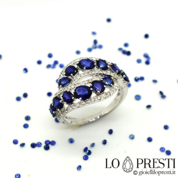 cocktail-ring-two-bands-sapphires-brilliant-diamonds-white-gold