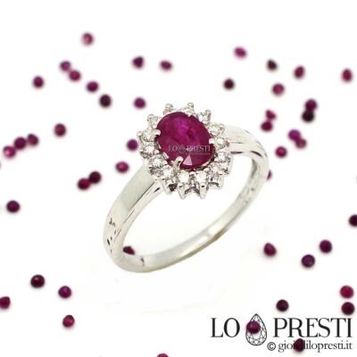 18kt white gold ruby ​​and diamond ring
