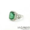 ring with square emerald and brilliant diamonds white gold eternity rings anniversary engagement