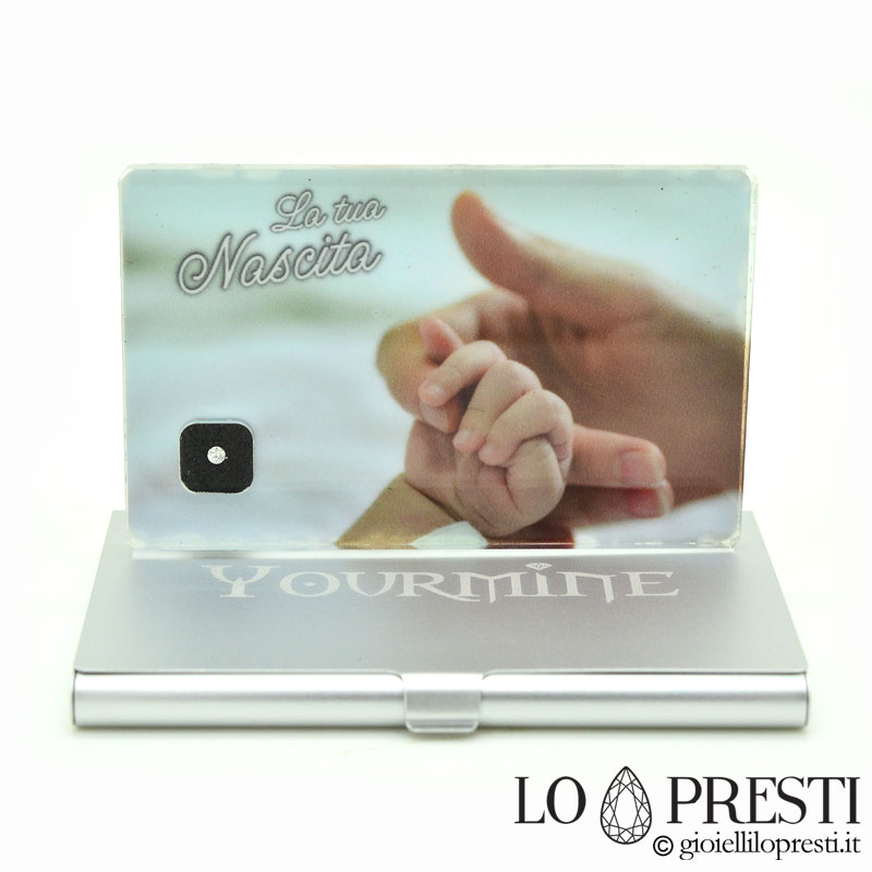 Diamante certificato blister regalo personalizzato nascita bebè