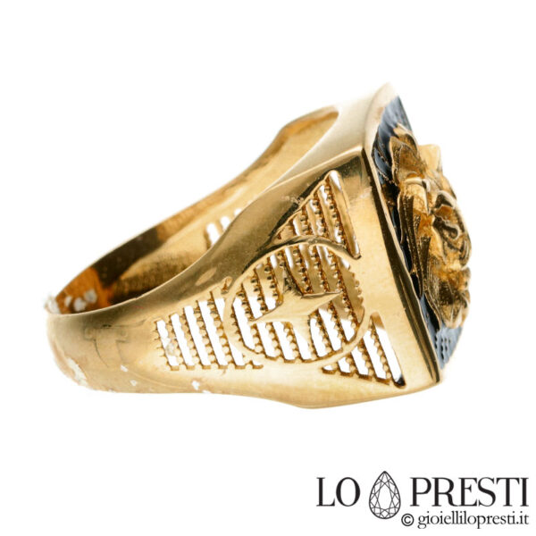 ring man lion 18 kt gold chevaliere