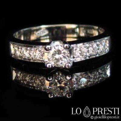 anello anelli solitario fidanzamento anniversario nozze anello con diamanti brillanti oro bianco 18kt