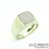 square chevaliere ring for men and women in white gold