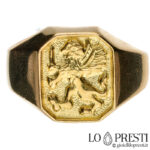 gold lion coat of arms ring for men