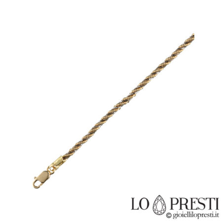 Bracelet en maille corde blanche et jaune 18 ct pour femme