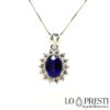 choker necklace pendant na may sapphire, brilliant sapphire at diamante 18kt white gold handcrafted pendant na may oval blue sapphire at diamante