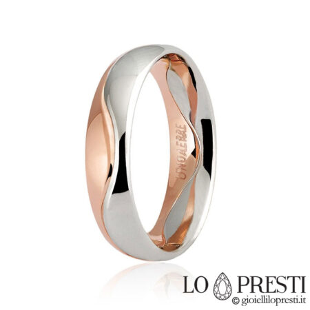 обручальное кольцо unaerre из белого и розового золота 18 карат