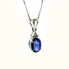 ブルー サファイアと天然ダイヤモンドのペンダント オーバル カット ブルー サファイアの手作りペンダント ネックレス