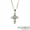 collier croix pendentif croix or blanc pavé diamants brillants croix avec diamants cadeau naissance baptême commu
