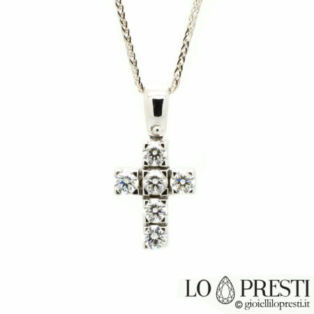 collier croix pendentif croix or blanc pavé diamants brillants croix avec diamants cadeau naissance baptême commu