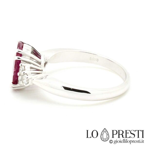 ring rings with ruby ​​and brilliant diamonds white gold handcrafted ring with ruby