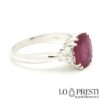 ring solitaire rings with ruby ​​rubies brilliant diamonds 18kt white gold