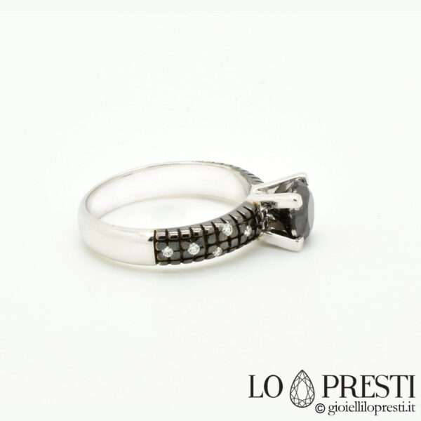 anel com diamante negro diamantes brancos anéis em ouro branco 18kt com diamantes pretos brilhantes