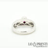 anello con rubino e gambo pave diamanti oro bianco anello anniversario fidanzamento rubino diamanti