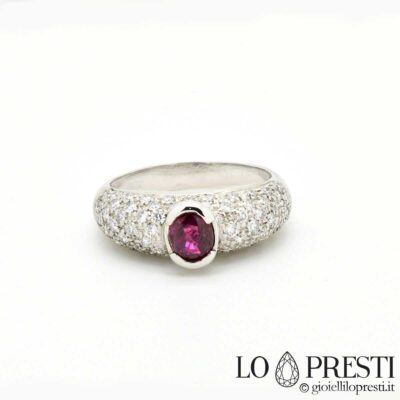 ruby ring pave brilliant diamonds 18kt white gold ruby ​​anniversary ring