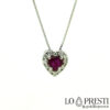 ruby at diamond heart necklace