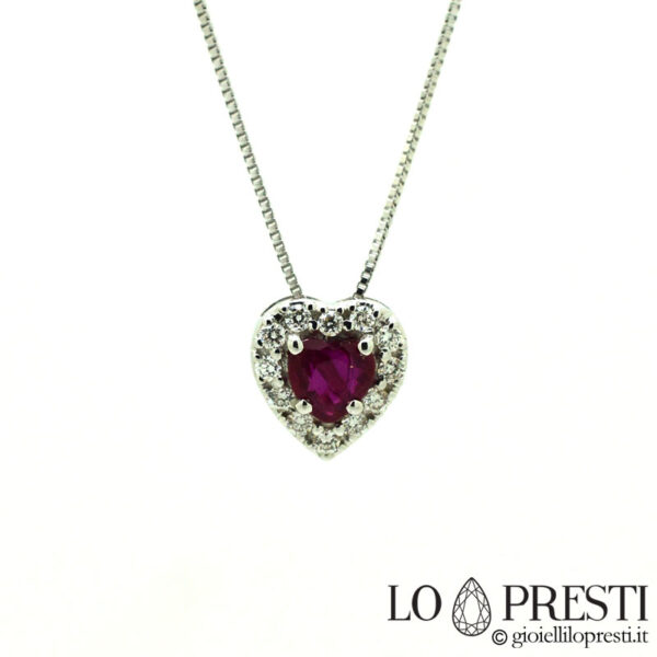 ruby at diamond heart necklace