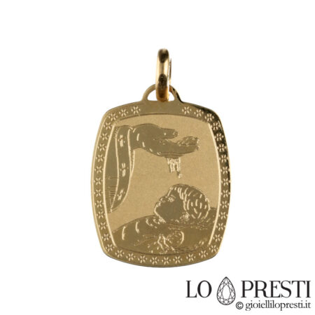 Медаль с крестильной купелью из желтого золота 18 карат
