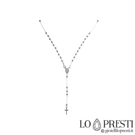 18 kt white gold rosary necklace