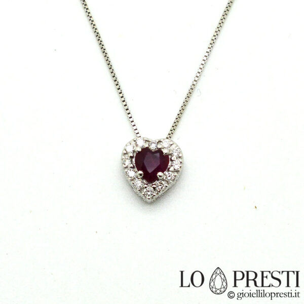 ruby and diamond heart necklace