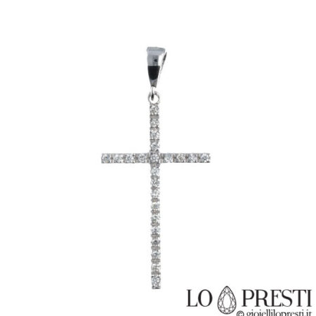 cross necklace cross pendant white gold pave brilliant diamonds cross with diamonds gift birth baptism commu