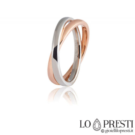 unaerre wedding ring set in 18 kt white and rose gold
