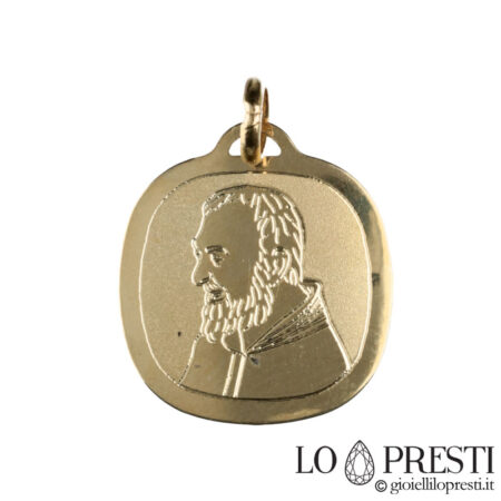 Padre Pio pendant in 18 kt yellow gold