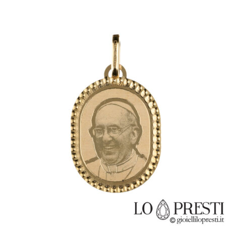 Pendentif médaille du Pape François en or jaune 18 ct