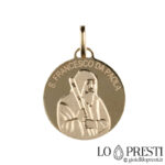 Saint Francis of Paola 18 kt yellow gold medal